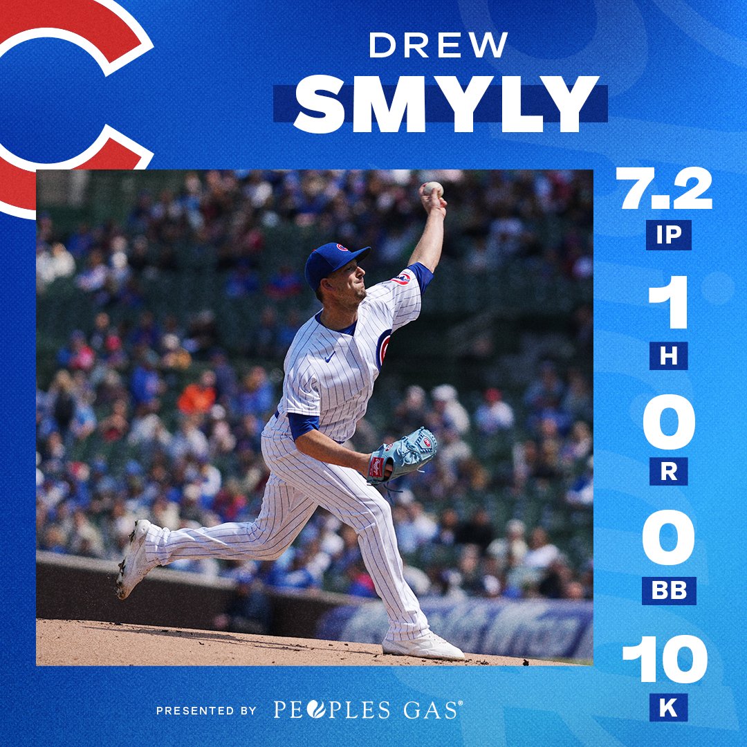 Cubs's tweet photo. Sensational Smyly. 👏

First Cub perfect through 7 IP since 1993. https://t.co/9TnjTkjrTV