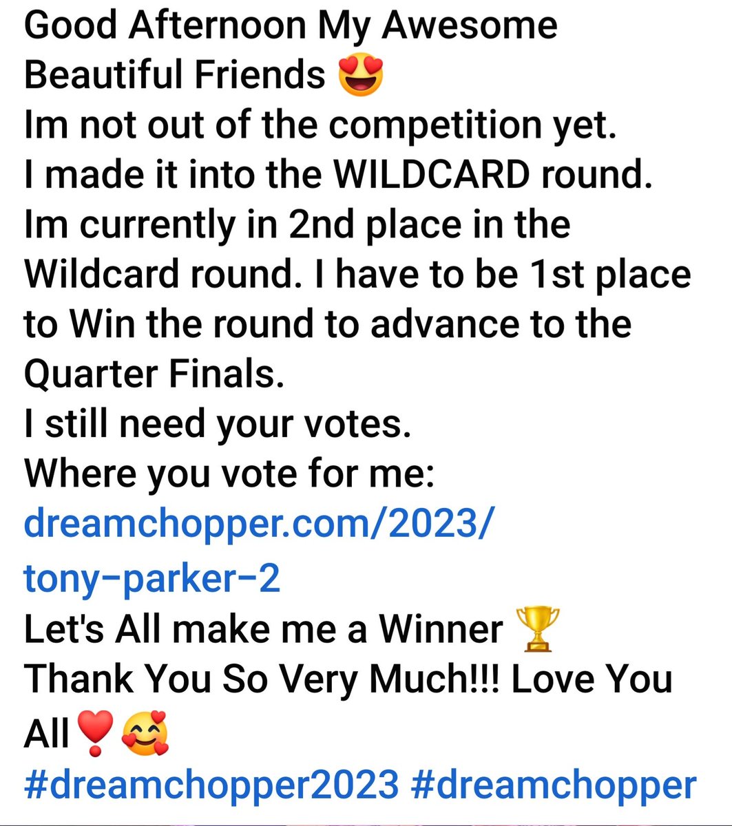 UnpacifdApptite's tweet photo. ***** I NEED YOUR VOTE NOW ***** 
Where you vote for me:
https://t.co/pMa5PYWokn
#dreamchopper2023 #dreamchopper https://t.co/NP8cmnURMg