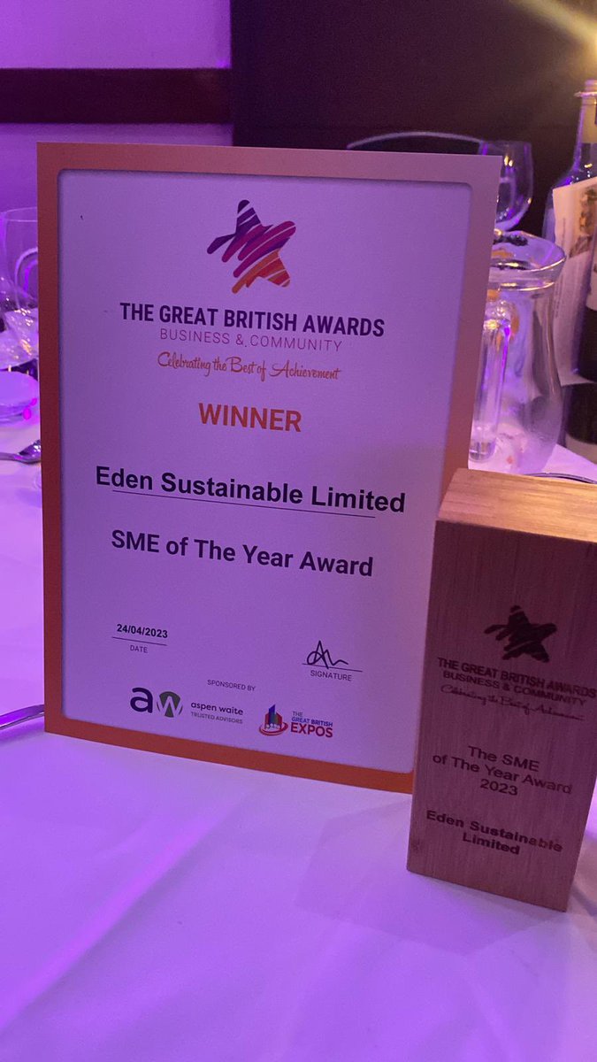 We’re very humbled to receive the National SME of the Year Award this evening at the Great British Business & Community Awards. Well done and thank you to all the team, to our clients and supporters. @econetiq @PickwellFounder #GBBCAwards.