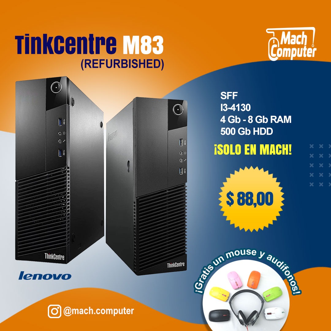 machcomputer's tweet photo. Con la compra del equipo TinkCentre M83 Lenovo te obsequiamos un mouse y audífonos. ¡Aprovecha esta oportunidad!. Mira las características en la imagen...#lenovo #cpu #pc #computadoras #equiposdecomputacion #equiposrefurbished  #innovación #variedad #almayor #Caracas #Venezuela https://t.co/Plu9yzdp0g