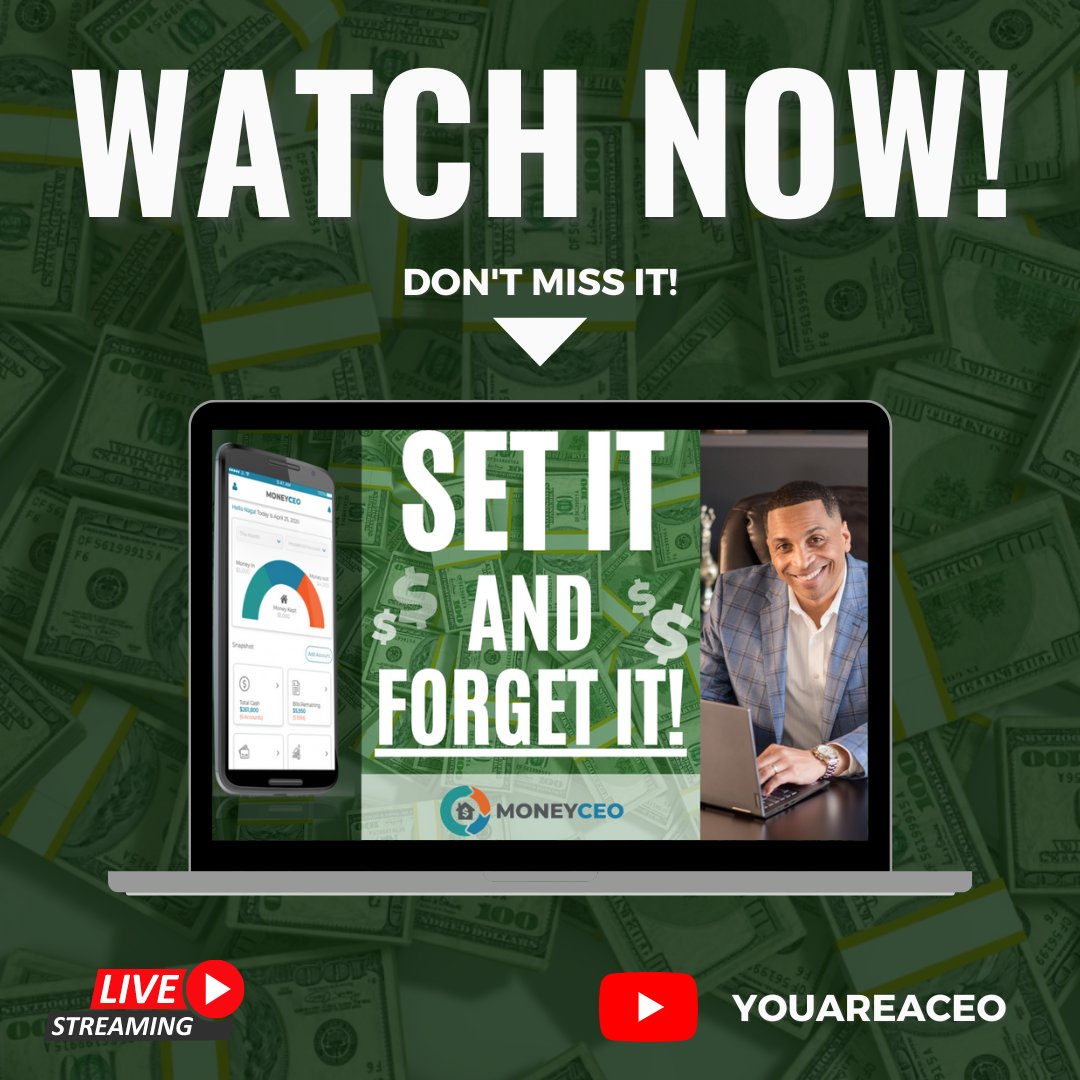 We’re LIVE ON YouTube helping you set-up your MONEY 💰 Get the step-by-step process of setting up the most critical areas of your account on MoneyCEO.

Join us! youtube.com/live/ySdWq21Oi…

#moneymanagement #financialplanning #personalfinance #budgetingtips #MichaelEParker #linkinbio