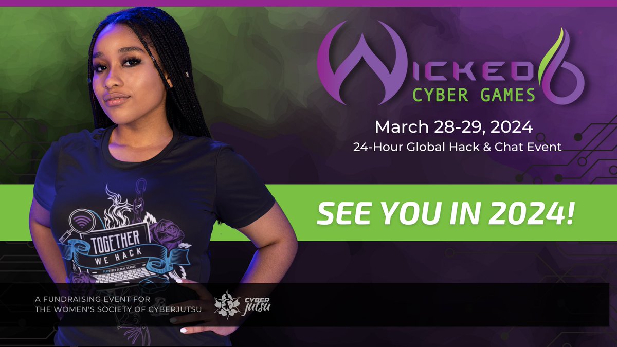 Wicked6Games's tweet photo. Secure Your Seat! #WICKED6 2024 will happen March 28-29, 2024. 🗓️
We are looking forward to another 24-hours of incredible 🎮 games, 🗣️ top-notch speakers, and inspiring networking. Sign up today to save your spot. https://t.co/ccWQJCQCpr
#womenincyber #cybergames #PCGL #PCWGL https://t.co/Bd9PUqcTMy