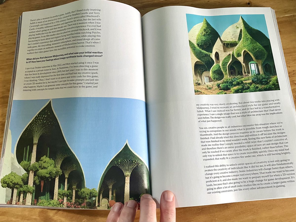 godatplay's tweet photo. I'm VERY honored to have received a 12-page feature in the first issue of Midjourney Magazine 😳 https://t.co/QO12fSrse2