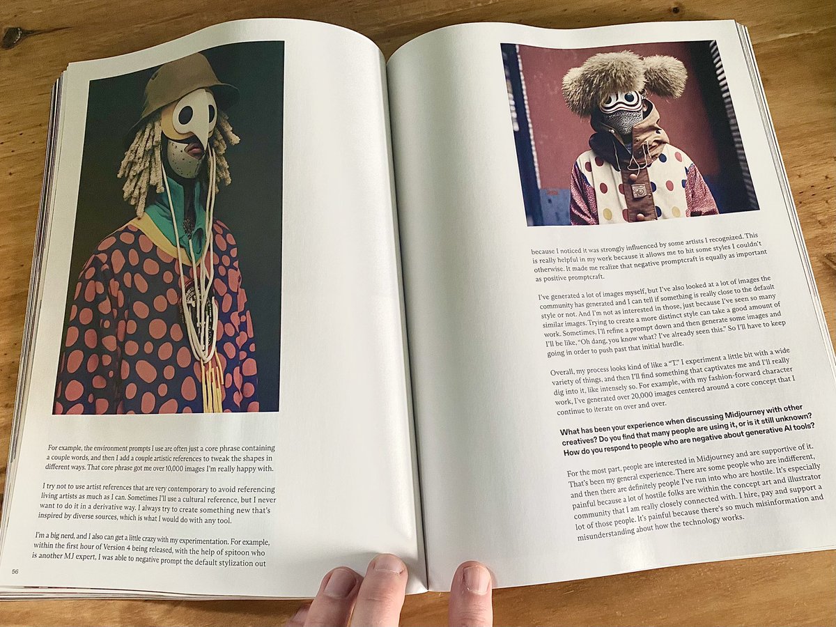 godatplay's tweet photo. I'm VERY honored to have received a 12-page feature in the first issue of Midjourney Magazine 😳 https://t.co/QO12fSrse2
