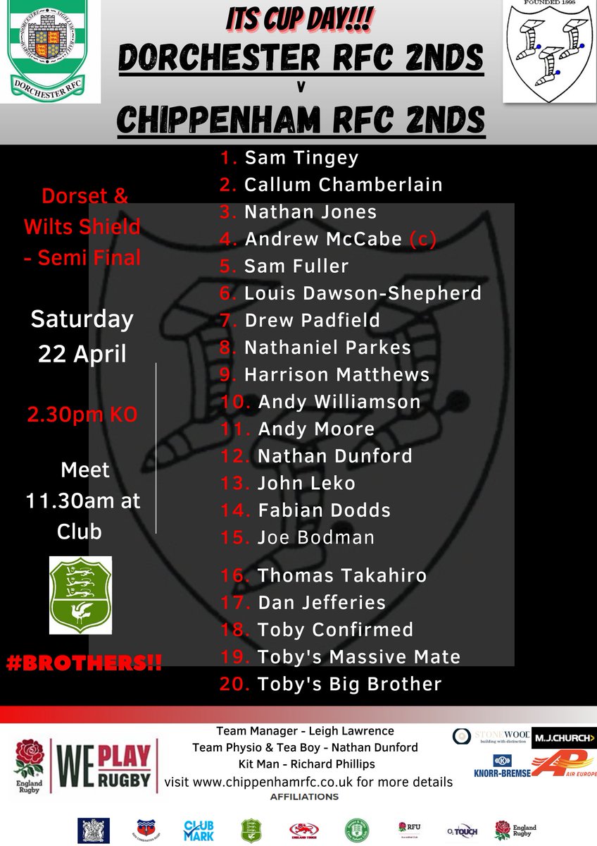 ChippenhamRFC's tweet photo. Chippenham RFC Squad Update

Chippenham 2nds &amp; 3rds are both in D&amp;W Semi-final action and respect to all those proudly playing for their #Brothers and their Club..

#RugbyFamily #Chippenham https://t.co/SBstXMP8Wn