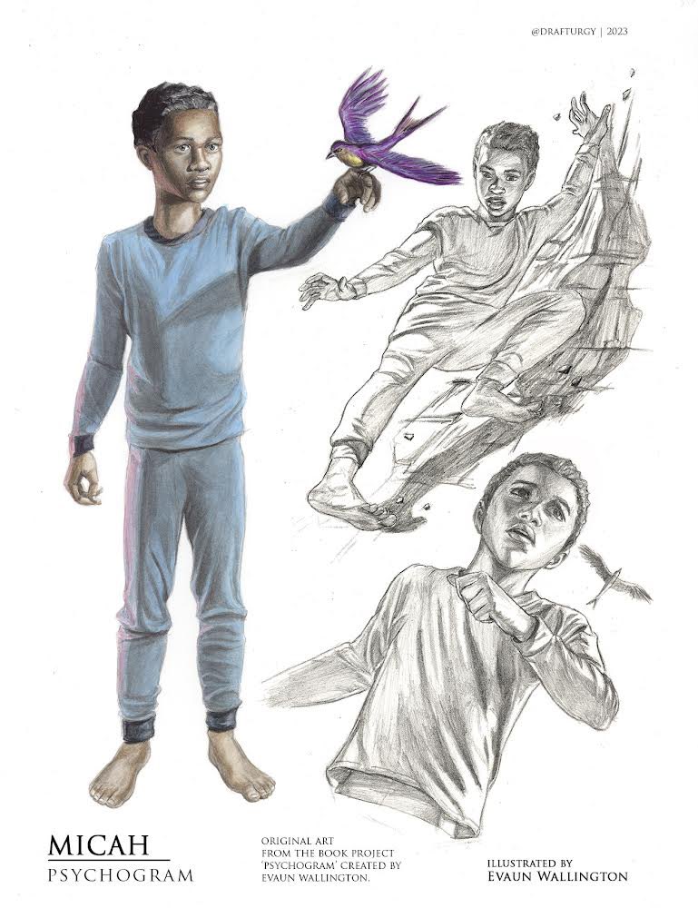 drafturgy's tweet photo. My most important character design for ‘Psychogram’ is the lead dream traveler, Micah. Technically, his childhood storylines are in flashback sequences while his frame story is pov'd through his current adult life in the streets of Skid Row. https://t.co/R7sebgvcJR