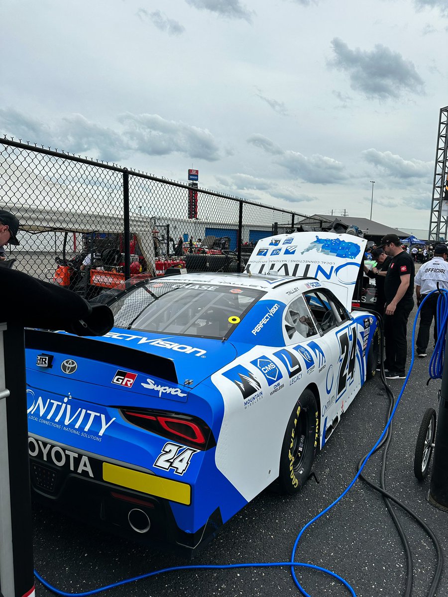 SamHuntRacing's tweet photo. Pre-qualifying adjustments are underway. Qualifying will follow a single car, one lap, 2 round format. 

Qual. order:
P9 - @parker_chase19 
P24 - @KazGrala 

#TeamToyota | #GetCRUSHd | #Ontivity | #AgPro300 https://t.co/uEB647wNTq