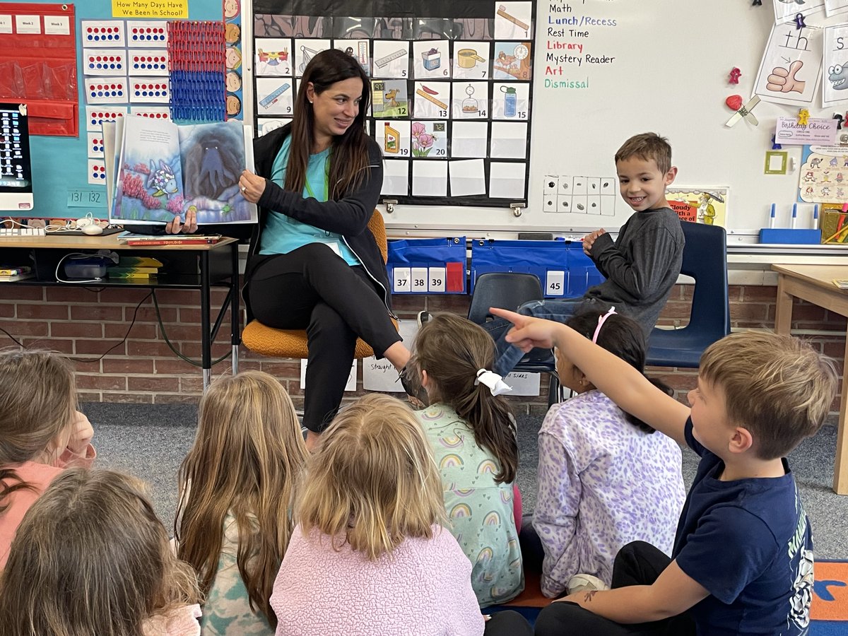 What a special surprise to have both Frankie's mom and grandma visit to read to the class! We loved making connections to the weather facts we are learning and The Rainbow Fish is always a favorite! #d70cougars