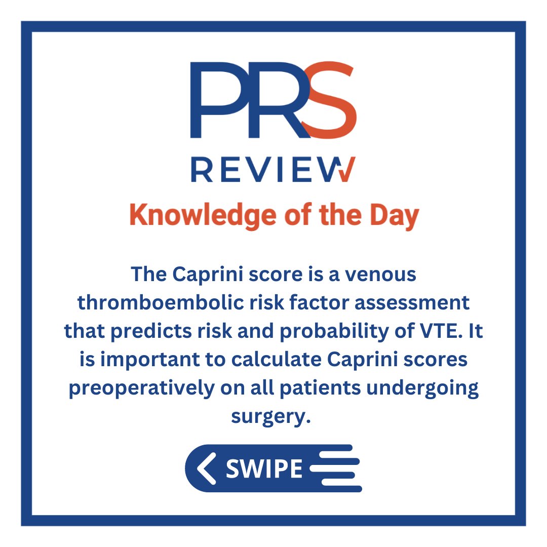 prsreview's tweet photo. Caprini Score

#prsreview #capriniscore #dvtprophylaxis #plasticsurgery #reconstructivesurgery #surgicaleducation #medicaleducation #meded #plasticsurgeryresidency #plasticsurgeryfellowship #plasticsurgeon  #surgery https://t.co/oZLq1Lpadc
