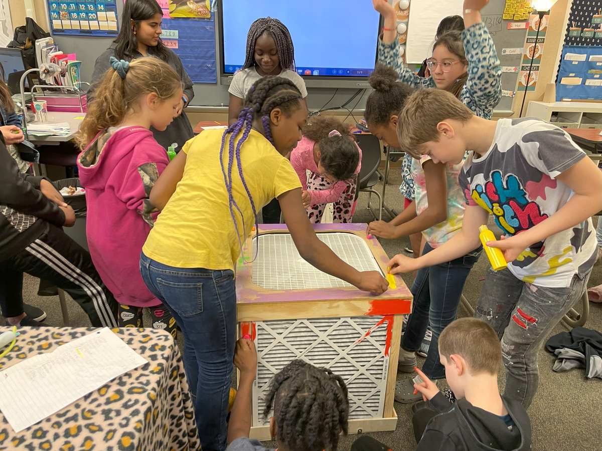 AirQualityEPICS's tweet photo. Yesterday, Miller Team built and decorated a Corsi-Rosenthal box with the Miller Elementary School students. Wow!!! It was incredible to work with the students, and we hope to continue working with them in the future! Thank you Miller Elementary for letting us partner with you! https://t.co/Q8L9EBEjFl