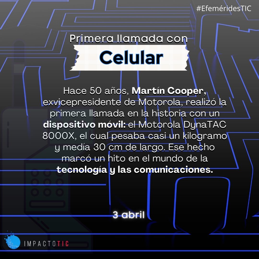 ImpactoTIC's tweet photo. #EfeméridesTIC 👀
El mes de abril está cargado de innovación y hechos que marcaron historia y rompieron barreras en la tecnología, ¿Conoces que otros eventos impactaron este mes en el pasado? Te leemos en los comentarios. https://t.co/xicT91otS4