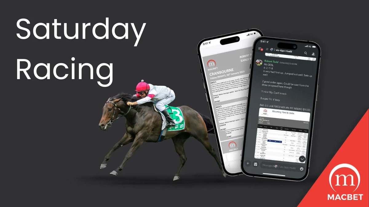 MacBetTips's tweet photo. MACBET SATURDAY CARD 🐎 

Massive day of racing ahead of us with value found across 3 states! 

Get our Early Previews and Mounting Yard Mail for every race at Doomben, Dalby, Mornington &amp; Hawkesbury today.

Get Tips 👉https://t.co/02FBaV9WfI
Free Mail 👉 https://t.co/hUwrw8BTjR https://t.co/0IBdEKvCe1