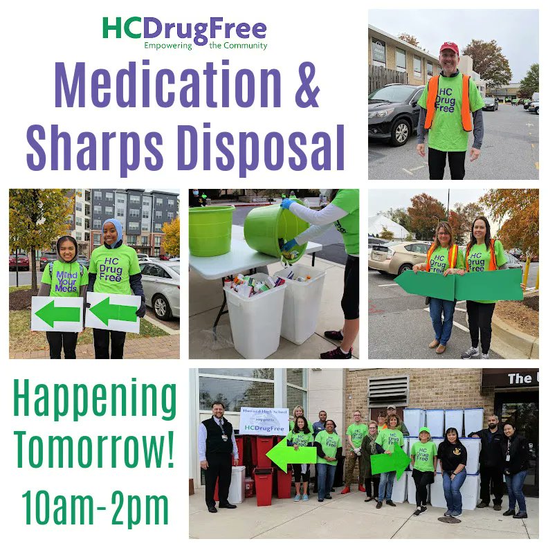 HCdrugfree's tweet photo. Tomorrow is the big day! Clean out the medicine cabinet and bring your unwanted meds & sharps to our disposal event at Wilde Lake Village Center Sat April 22 10am-2pm! Learn more: https://t.co/juBSV1ppgm #DMVTakeBack #HoCoMD #DrugTakeBackDay #howardcountymd #columbiamd https://t.co/jjog6d4fhq