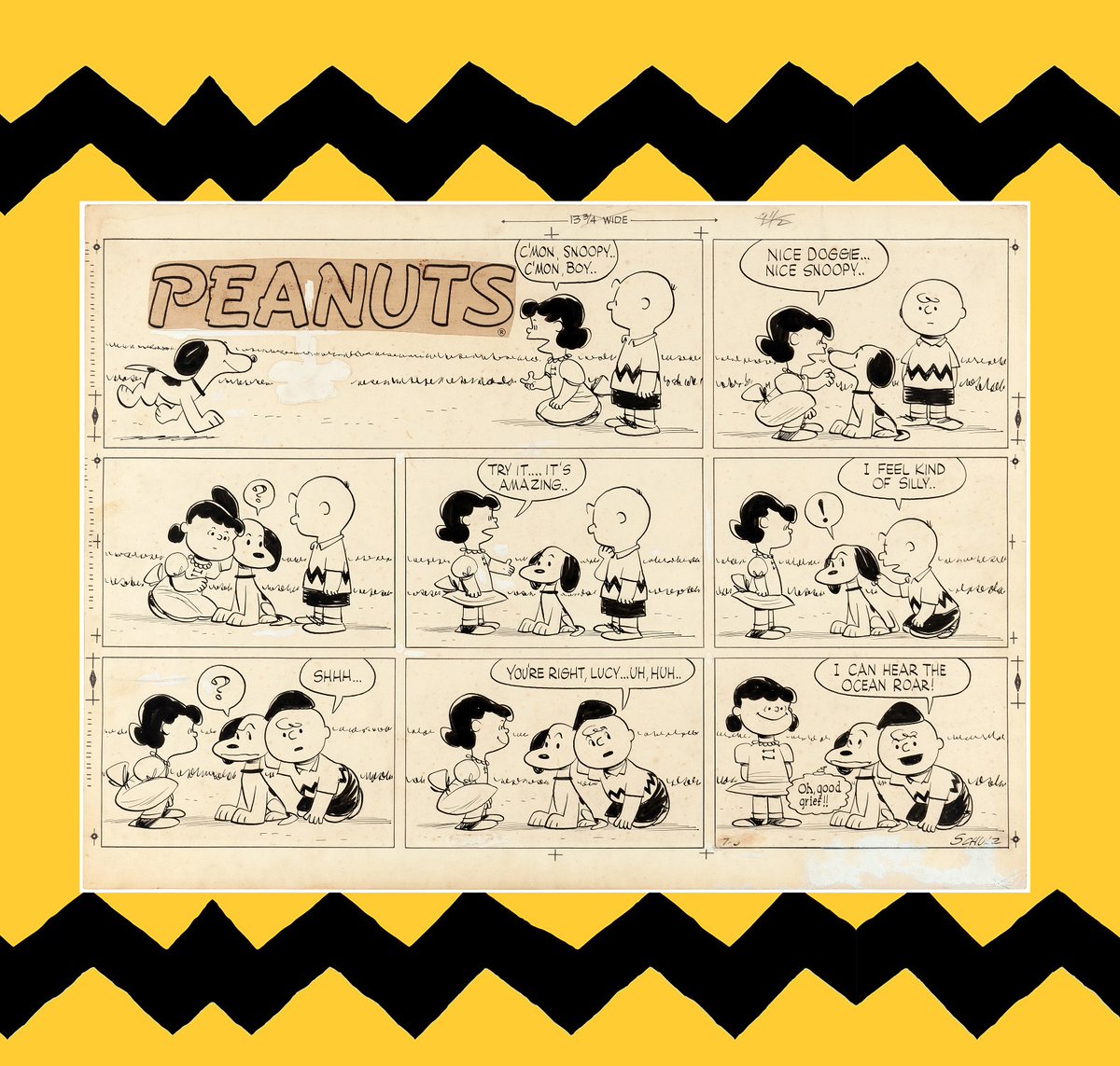 HakesAuctions's tweet photo. SOLD FOR $80,476! #PeanutsFans went all in on this 1955 #CharlesSchulz #art - featuring #CharlieBrown @Snoopy & #LucyVanPelt in every panel - at @HakesAuctions! Contact Hake's to sell your #comicart! ๐ฅ๐๐ฅ
#Peanuts #Snoopy #comicstrip #funnies #comics #collector #ComicArtFans https://t.co/y1vvZ4H1UL