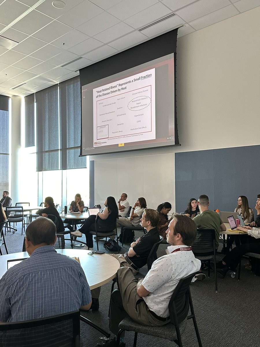 asuhealth's tweet image. The Heat and Health keynote speaker, @asuhealth biomedical sciences researcher Pope Moseley, emphasizes that heat-related illnesses represent a small fraction of disease driven by heat.