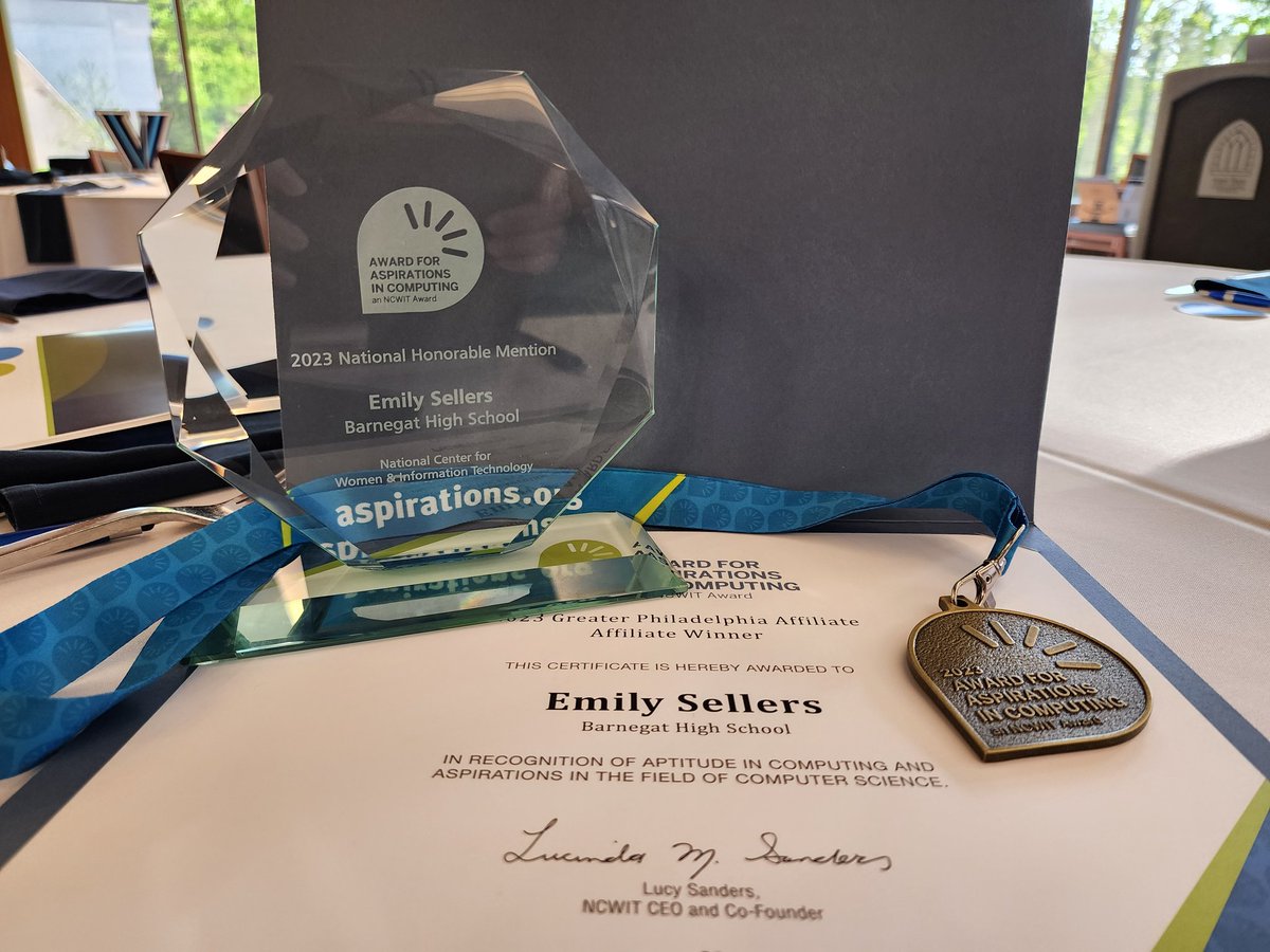Congratulations to Emily Sellers on her NCWIT Aspirations in Computing Award! She is a regional winner and a national honorable mention. <a href="/Barnegat_HS/">Barnegat High School</a> <a href="/Barnegat_Magee/">Mr. Magee</a> <a href="/BarnegatSchools/">Dr. Brian Latwis</a>
