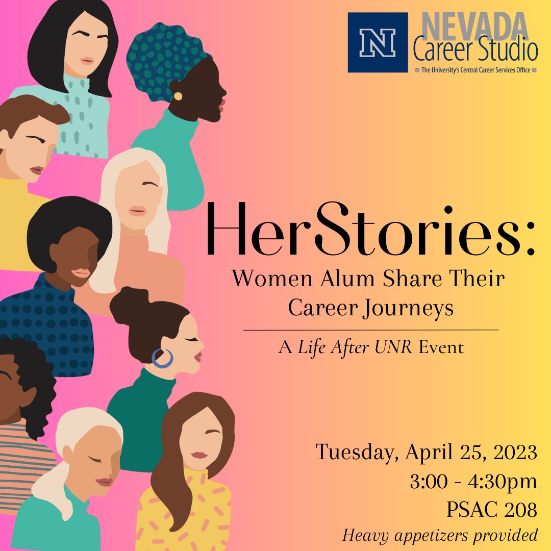 University of Nevada, Reno (@unevadareno) on Twitter photo Join <a href="/NVCareerStudio/">Nevada Career Studio</a> for "HerStories: Women Alumni Share Their Career Journeys" at the Nevada Career Studio (PSAC 208) on April 25th from 3:00 - 4:30 pm. Don't miss out on this opportunity to gain valuable career advice and connect with successful alumni. Join <a href="/NVCareerStudio/">Nevada Career Studio</a> for "HerStories: Women Alumni Share Their Career Journeys" at the Nevada Career Studio (PSAC 208) on April 25th from 3:00 - 4:30 pm. Don't miss out on this opportunity to gain valuable career advice and connect with successful alumni.
