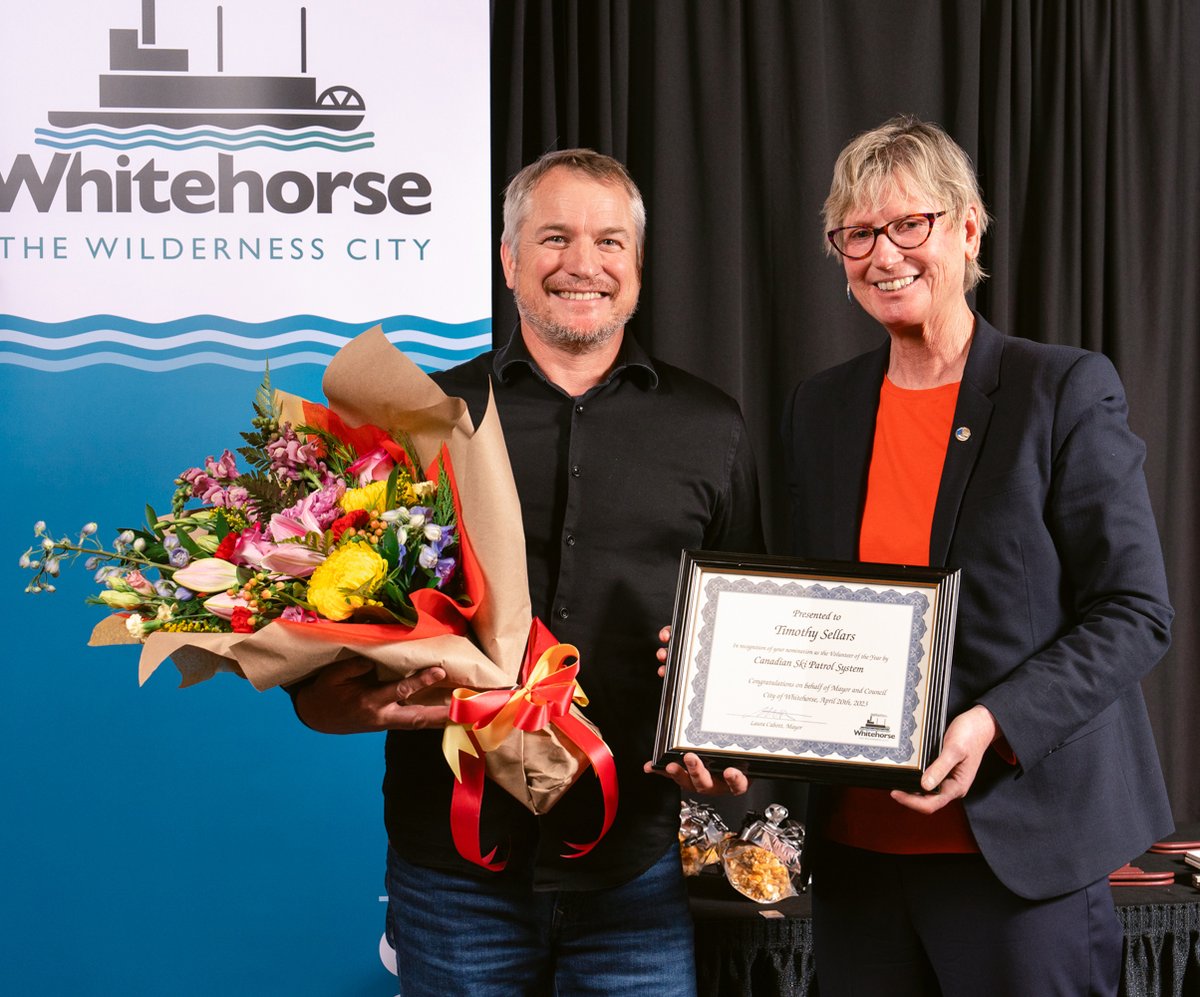 city_whitehorse's tweet photo. Tim Sellars is the City of Whitehorse Volunteer of the Year! Sellars was nominated by the Canadian Ski Patrol - Yukon Zone for dedicating countless hours and demonstrating exceptional leadership over the past 26 years. Meet all of this year's nominees at https://t.co/0wiPvv2hbc https://t.co/tOG0M8mQ62