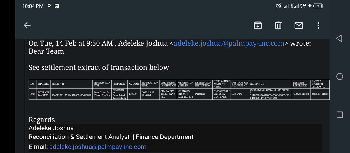 Goldenihuoma's tweet photo. Dear @NIBSS_NG was this transaction reversed in the 5th session on 12/2/23?? If it was, 1)please can I get the reversal settlement extract??
2) the account it was reversed to??
3) The reversal session and transaction ID and the date the reversal was made?? https://t.co/lu4lUrKSEZ