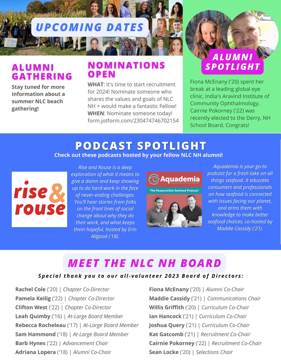 NLC_NH's tweet image. Our newsletter hit inboxes today! 📬  Read through for a letter from our co-directors, information about our upcoming fundraiser event (May 19th at 6 PM!), alumni spotlight, podcast spotlight, and more 👏

Feeling inspired? Donate at the link in our bio to support our work!