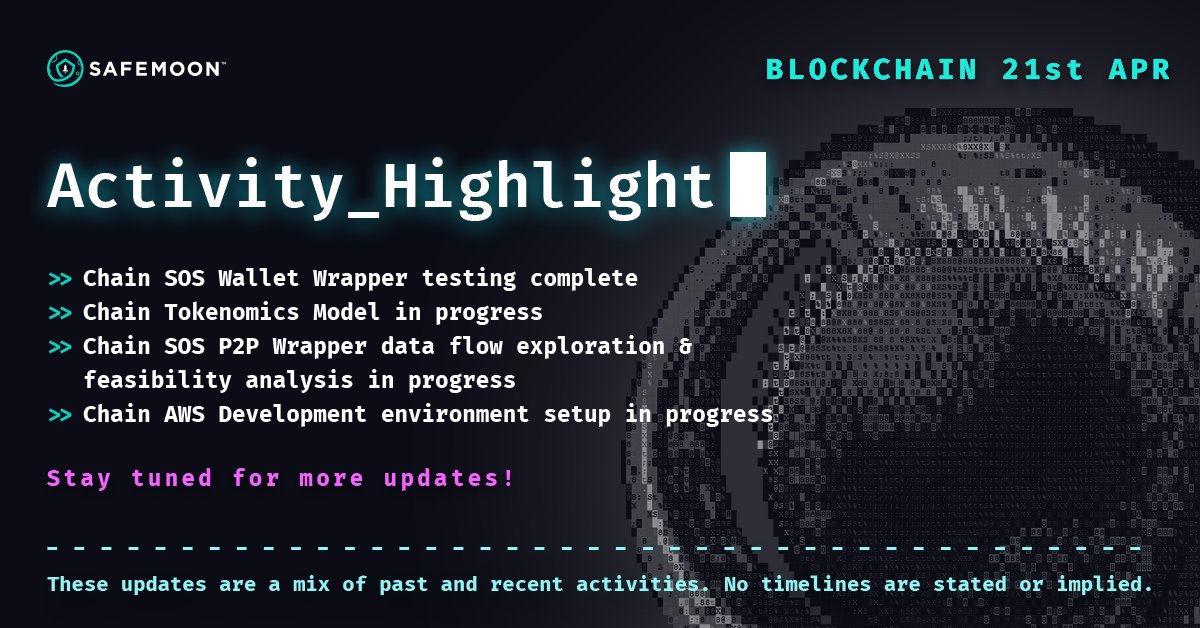 safemoon's tweet image. #SAFEMOONFAMILY, we want to give a shout-out to our awesome Blockchain Development Team! They've been working hard behind the scenes, and we want to celebrate their fantastic progress by sharing their latest update with you. 🙌

Blockchain Development Updates:

☑️ Chain SOS…