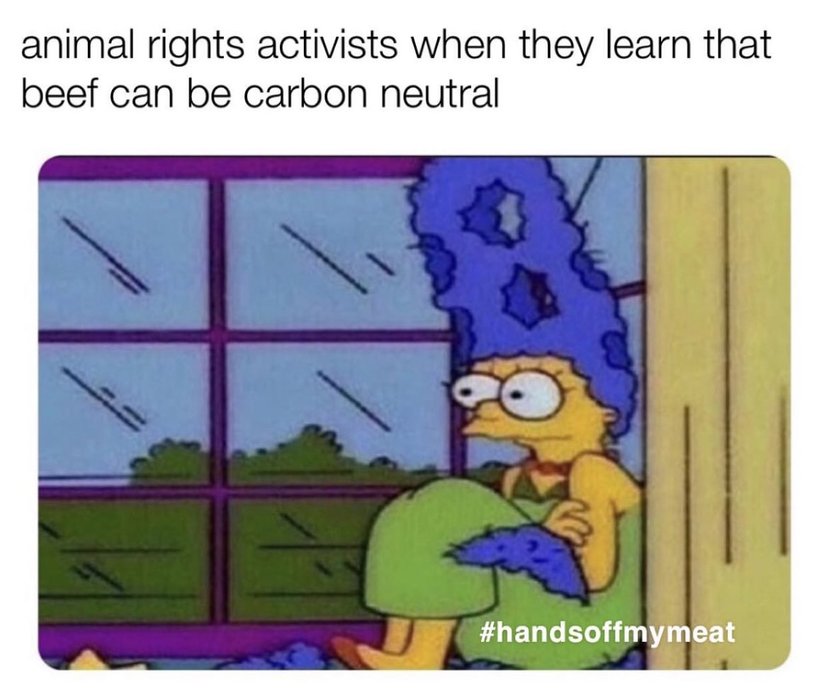HandsOffMyMeat's tweet image. Cattle raised on regenerative farms can be carbon neutral or even create a carbon sink. Not all beef is bad for earth. 
#eatlessforearth #eatless #eatlessjunk #MargeSimpson #handsoffmymeat
#meatisenvironmental #plantbased #beyondmeat #beyondsausage