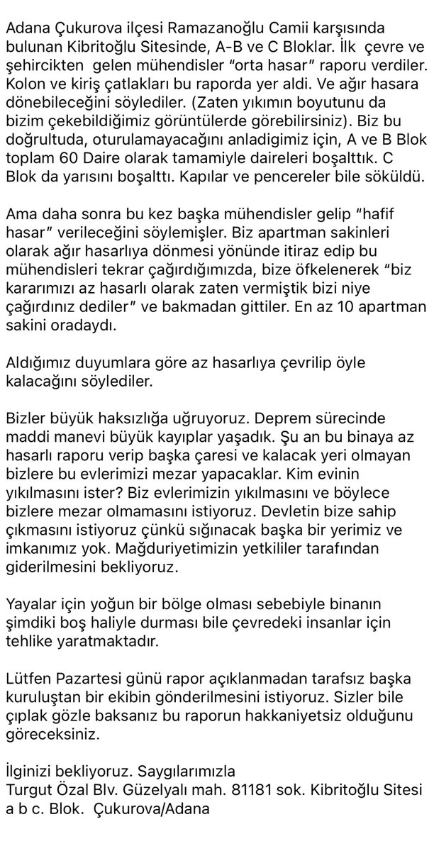 Sesimizi duyun!! 

<a href="/halktvcomtr/">Halk TV</a> <a href="/gazetesozcu/">Sözcü</a> <a href="/gercekgundem/">Gerçek Gündem</a> @FOXhaber 

Bu kadar hasar alan, ilk raporda kolon çatlakları belirtilmiş 15 katlı binayı orta hasardan az hasara çevirmeye çalışıyorlar!

x.com/fikretdalmis/s…