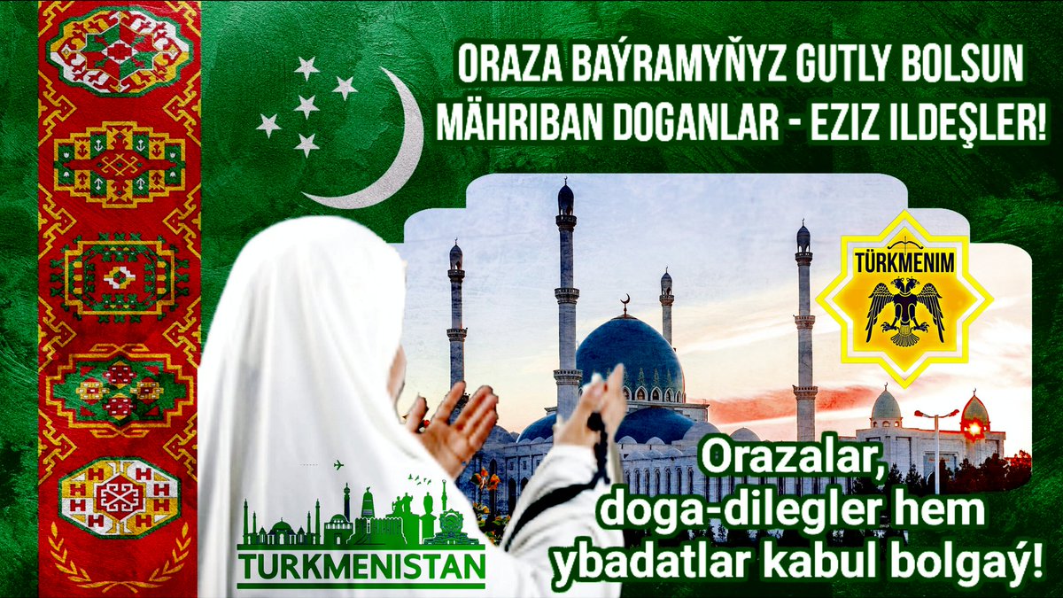 DowletBayhan's tweet photo. #Turkmenistan Gurban baýramyňyz gutly bolsun! Goý, Allatagala orazalaryňyzy, ybadatdyr-dilegleriňizi kabul etsin! "Hereket" Türkmen demokratiki oppozisiýa güýçleriniň bileleşigi we #Turkmenim YouTube kanaly size baýramy şadyýan geçirmegiňizi arzuw edýär!
https://t.co/78FeX168tE https://t.co/nPQJvpurus