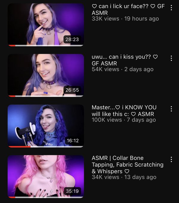 most recent videos are doing so good!🥹 im so happy &amp; excited!!🥹💗 https://t.co/n0ltAT8r35<a href="/tag/asmr"class="tags"><span>#asmr</span></a>