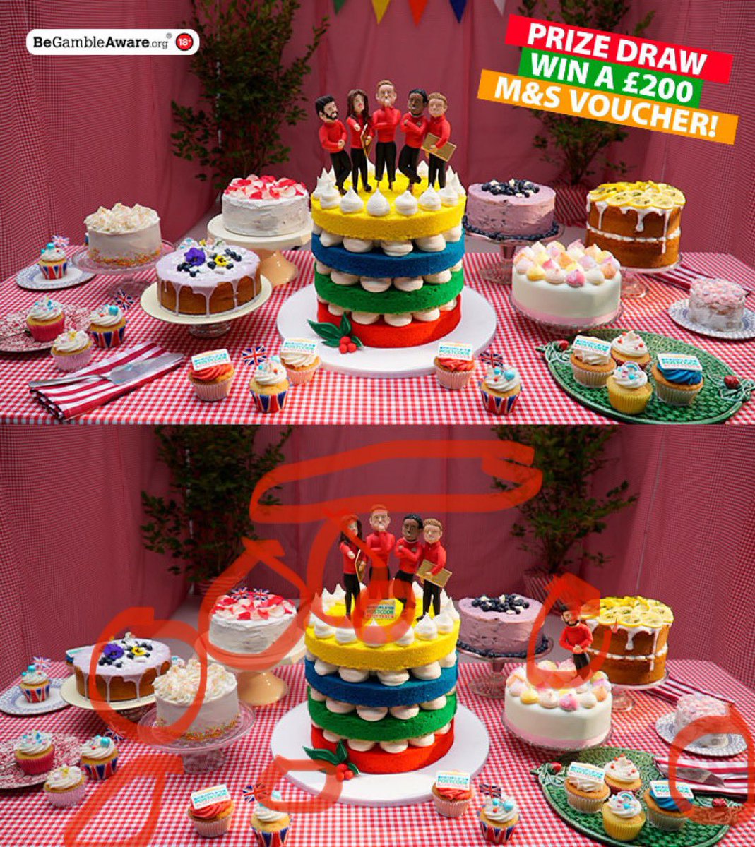 Shar1206's tweet photo. @PostcodeLottery 9 unless you count the two cakes swapped round as 2 https://t.co/mug4iPsIde