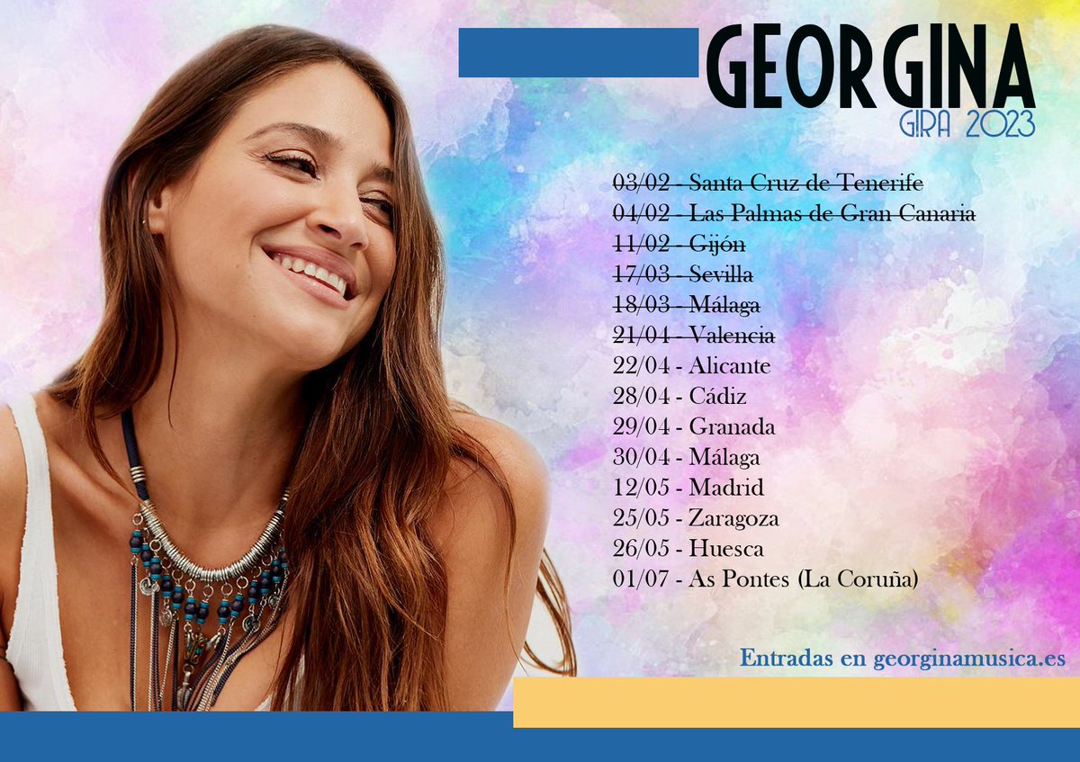 GeorginaFClub's tweet photo. 💙 ¡La gira 2023 sigue y estará llena de momentos muy especiales! 

¿Y tú, dónde verás a @georginamusica?

Entradas en https://t.co/mfX3Pey8oe https://t.co/WHFuobhiXb