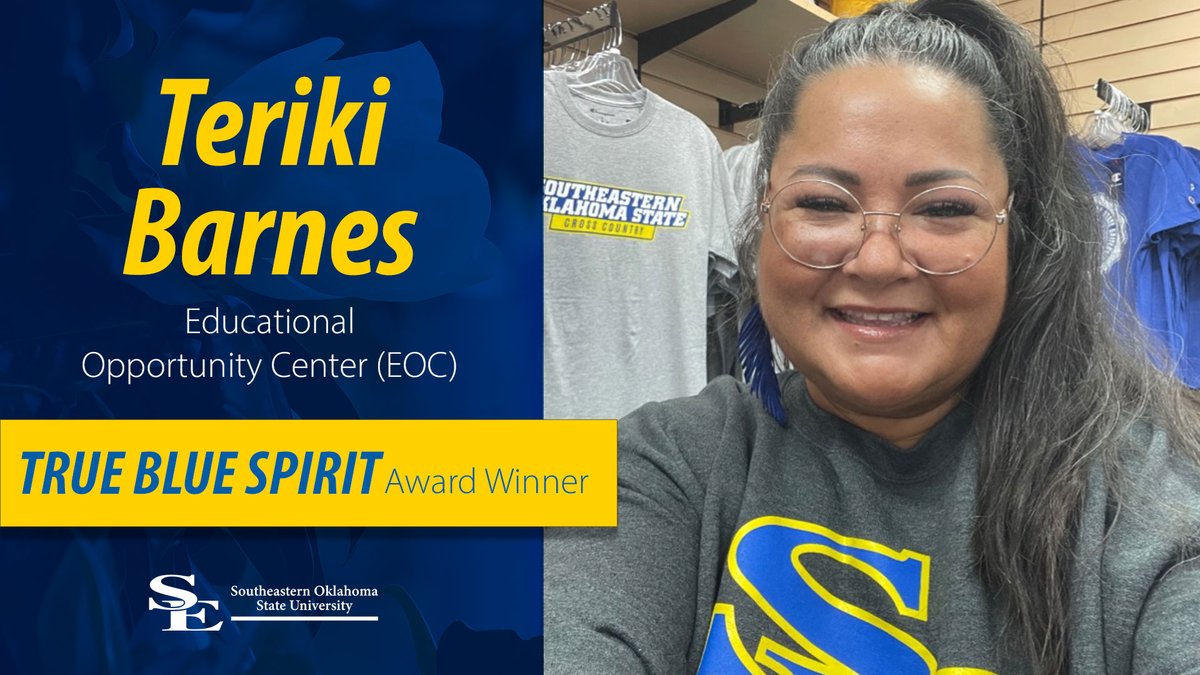 SE1909's tweet photo. Happy True Blue Friday! Congratulations to Teriki Barnes (Durant Campus) and Kendra/McCurtain County Staff for winning the True Blue Spirit Award! Thank you to everyone who participated!! Be sure to check out this week's submissions below. 
#TrueBlueFriday | #TrueBlueSpirit https://t.co/PQx020XiKg