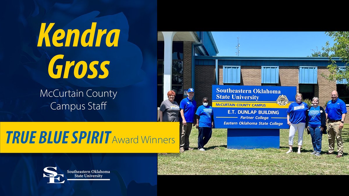 SE1909's tweet photo. Happy True Blue Friday! Congratulations to Teriki Barnes (Durant Campus) and Kendra/McCurtain County Staff for winning the True Blue Spirit Award! Thank you to everyone who participated!! Be sure to check out this week's submissions below. 
#TrueBlueFriday | #TrueBlueSpirit https://t.co/PQx020XiKg