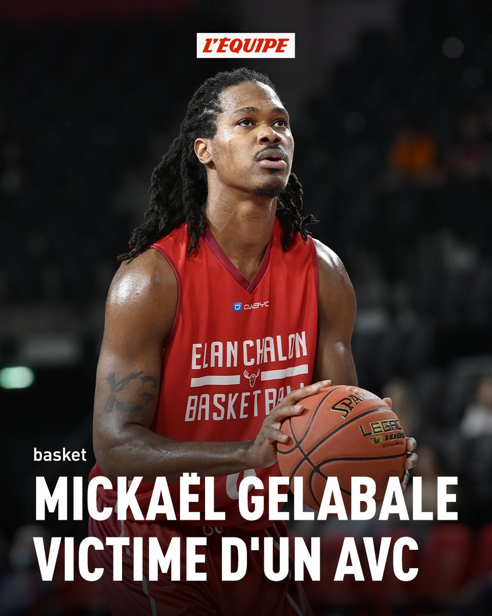 lequipe's tweet photo. L'ex international français de 39 ans Mickaël Gelabale, champion d'Europe en 2013 avec les Bleus, qui évolue avec l'Elan Chalon, a été victime d'une attaque cérébrale. Il a transmis une déclaration via un communiqué de son club : https://t.co/Jprzjs6HbK https://t.co/JlQIeQVPKN