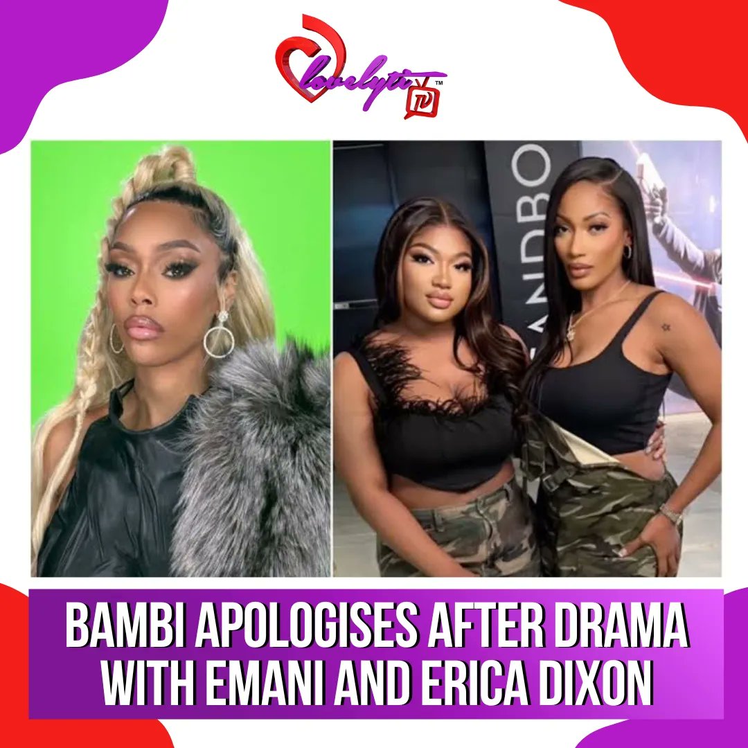 lovelyti's tweet photo. Bambi apologises to Erica Dixon and Emani for the drama that happened between them.
Thoughts???
#Bambi #Emani #EricaDixon #Lovelytitv https://t.co/qkx8ZueOym