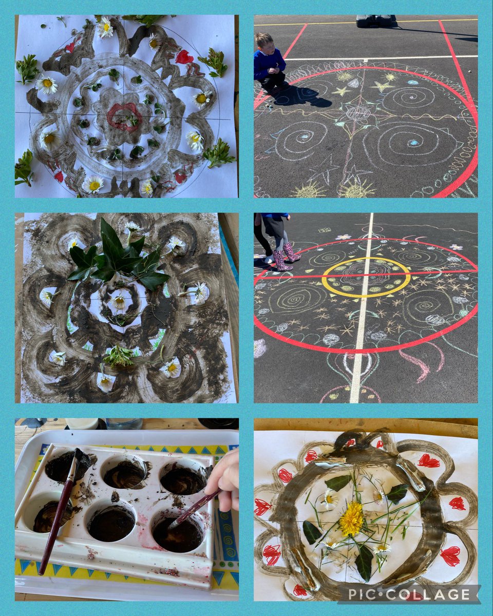 Great learning outdoors this week. Making Mandalas , making mud paint and using chalks. Geometric shapes. Meditating in the sun, den building, tree climbing and appreciating nature. Team work. Bendigedig year 4! 
<a href="/DPS_Owen/">Mr Owen's Class</a> @DeightonPrimary  
#healthyconfidentindividuals