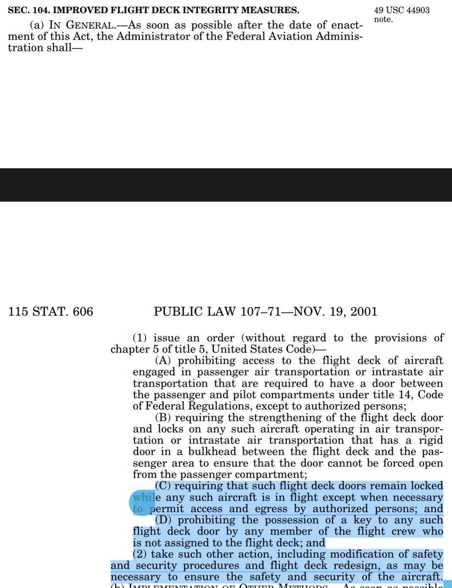rjmaclean's tweet photo. Good riddance.
@FAA_Billy was always creating absurd stumbling-blocks for cockpit #SecondaryBarriers deployment when the Aviation & Transportation Security Act of 2001 Section 104 clearly mandates them, but then again, so have all of his other @USDOT/@FAANews predecessors... https://t.co/zWHXKrplBv