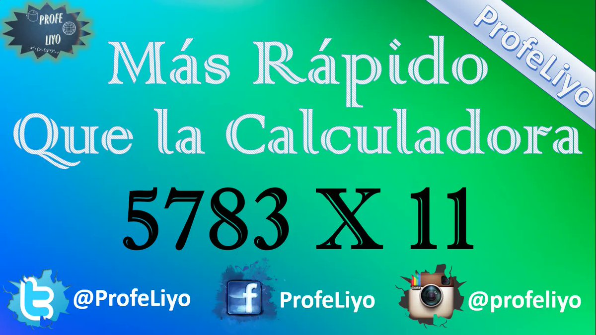 ProfeLiyo's tweet photo. 🔥 Truco para multiplicar más rápido que una calculadora, 🎓 multiplicar cualquier número por 11 muy fácil y rápido ⚠️

https://t.co/VZvsDuL2Fl

 #aritmetica #mtematicas #trucosmatematicos #Multiplicación #tablasdemultiplicar #matematicas #matematik https://t.co/A3XKLpw6KS