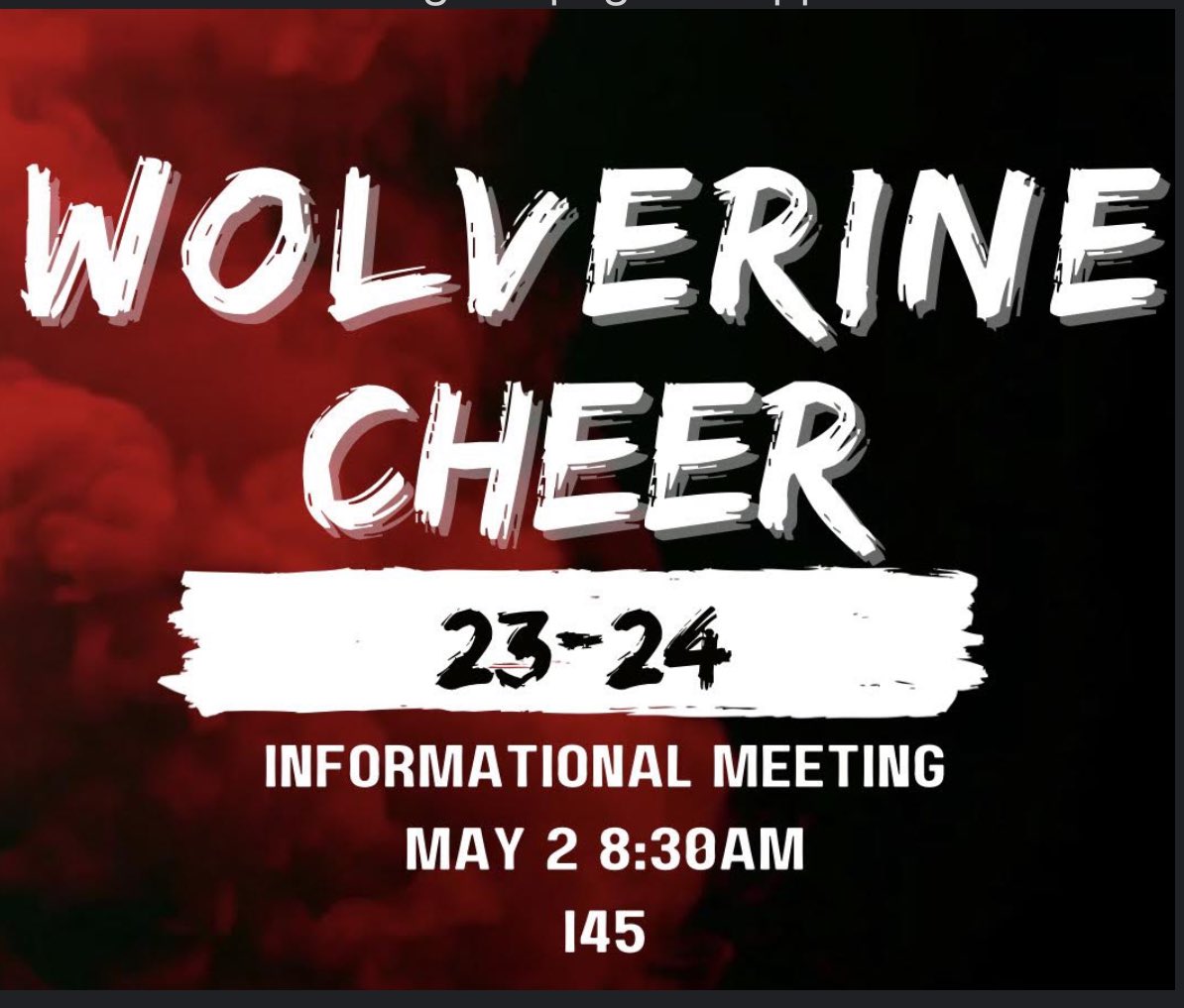 MesaPinon's tweet photo. Hey Wolverines!! Come and get some more info about Cheer! https://t.co/i1Vchhk6X8
