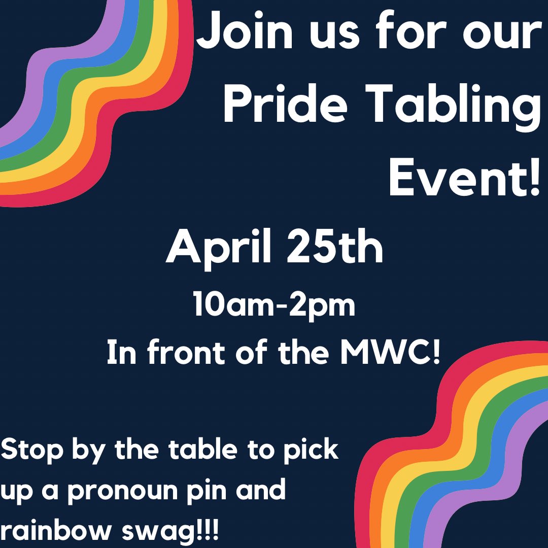 UnivWritingAU's tweet photo. On Tuesday, April 25, the Miller Writing Center will observe Pride Week, complementing the activities offered by the Office of Inclusion and Diversity to celebrate LGBTQ+ people. The writing center welcomes writers of all gender identities and sexual orientations. https://t.co/ql7eoyRH8U