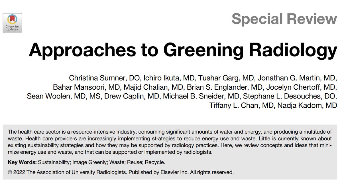 Ichiro Ikuta, MD, MMSc (@radiology_ninja) on Twitter photo It is #EarthDay
🌎
Radiologists, consider some "Approaches to Greening Radiology" pubmed.ncbi.nlm.nih.gov/36114076/
<a href="/AcadRadiol/">Academic Radiology</a> @AURtweet <a href="/RRA_AURtweet/">RRA_AUR</a> <a href="/gargtushark/">Tushar Garg</a> <a href="/BaharMansooriMD/">Bahar Mansoori</a> <a href="/MajidChalian/">Majid Chalian</a> <a href="/radoctorbri/">Brian Englander</a> <a href="/SeanWoolenMD/">Sean Woolen MD MS</a> <a href="/drewzer4455/">Drew Caplin</a> <a href="/Nkpiano/">Nadja Kadom</a> <a href="/ReedOmary/">Reed Omary, MD, MS</a>
#GreeningRadiology #ImageGreenly It is #EarthDay
🌎
Radiologists, consider some "Approaches to Greening Radiology" pubmed.ncbi.nlm.nih.gov/36114076/
<a href="/AcadRadiol/">Academic Radiology</a> @AURtweet <a href="/RRA_AURtweet/">RRA_AUR</a> <a href="/gargtushark/">Tushar Garg</a> <a href="/BaharMansooriMD/">Bahar Mansoori</a> <a href="/MajidChalian/">Majid Chalian</a> <a href="/radoctorbri/">Brian Englander</a> <a href="/SeanWoolenMD/">Sean Woolen MD MS</a> <a href="/drewzer4455/">Drew Caplin</a> <a href="/Nkpiano/">Nadja Kadom</a> <a href="/ReedOmary/">Reed Omary, MD, MS</a>
#GreeningRadiology #ImageGreenly