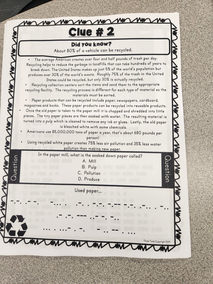 MsSNicholson1's tweet photo. Today students put their minds to the test on Earth Day! They learned lots of facts and also decoded some cryptic cyphers! #escaperoom #codecracking #EarthDayPuzzles
@lincoln_dsbn https://t.co/FNridAx7x7