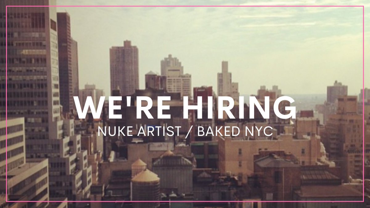 baked_studios's tweet image. Baked is looking for a Senior Nuke Artist to join our award winning team in NYC - we’ve got great new projects! If you’re a Nuke master - please contact us at careers@wearebaked.com #VFX #VFXJOBS #NUKE