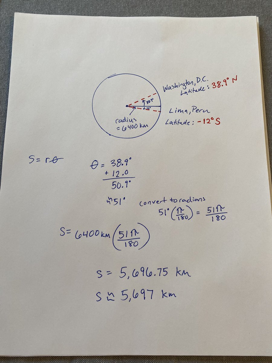 math4_4's tweet photo. Using latitude to measure the distance between 2 cities 🏙 https://t.co/4sjKEEzeIr