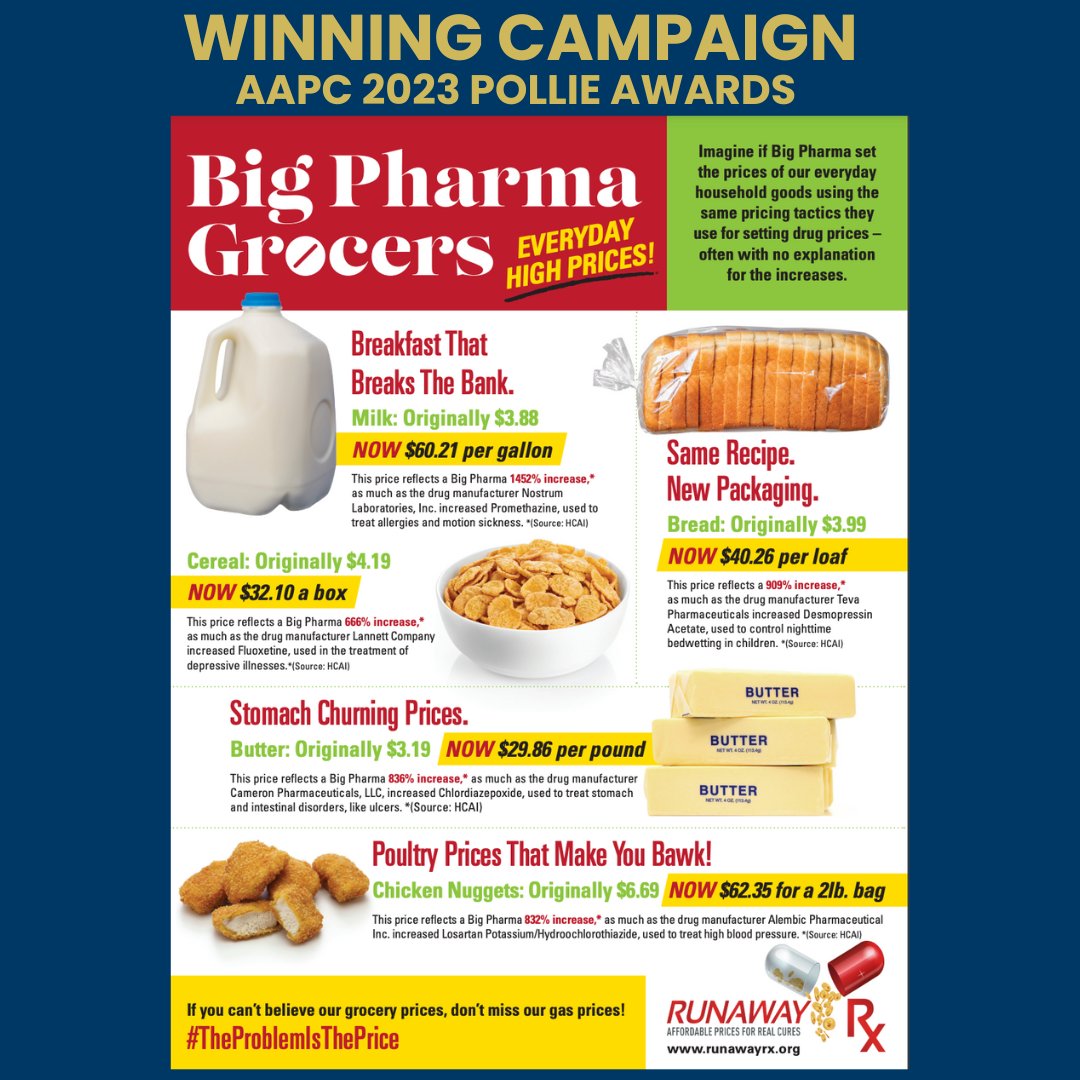 WeElevatePA's tweet photo. Congratulations to Elevate team members @lizhansell, @KimEricksen and Scott @Korinke_42 for the creative and impactful digital campaign that shined the light on #BigPharma pricing -- winning the @TheAAPC 2023 #PollieAward Best Use of Digital Campaign (West). https://t.co/uYVICWt7em