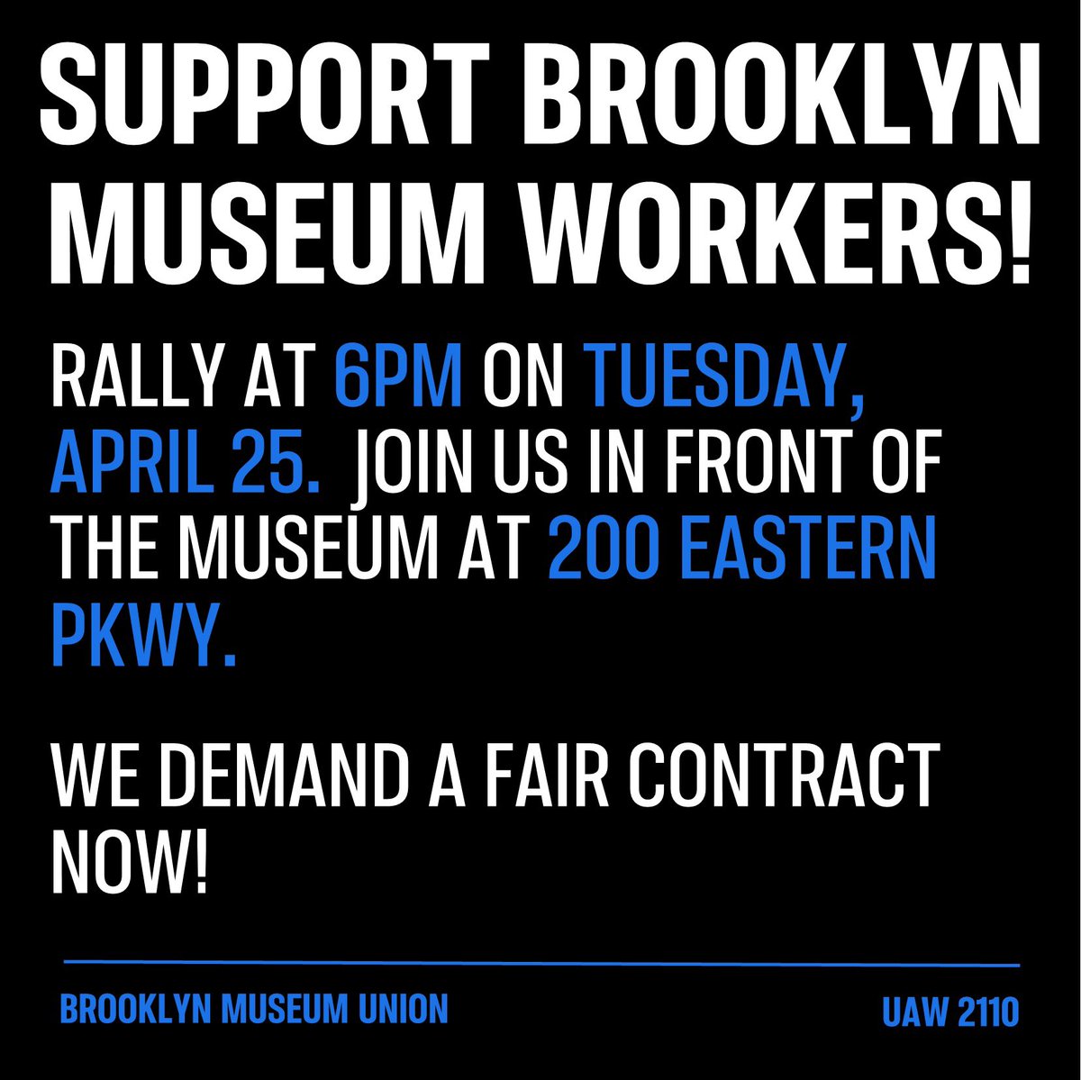 @2110UAW (@local2110uaw) on Twitter photo Staff <a href="/brooklynmuseum/">Brooklyn Museum</a> formed <a href="/bkmuseumunion/">Brooklyn Museum Union</a> for fair compensation and job security It’s time for a fair contract! #UnionStrong <a href="/CentralLaborNYC/">NYC CLC, AFL-CIO</a> <a href="/UAWRegion9A/">UAW Region 9A</a> <a href="/UAW/">UAW</a> <a href="/BAM_union/">BAMunion</a> <a href="/BFSUnion/">BFS Union</a> <a href="/MoMA_Local2110/">MoMA Local 2110</a> <a href="/GMU_2110/">Guggenheim Museum Union 2110</a> <a href="/flcunion/">Film at Lincoln Center Union</a> <a href="/bcfuaw/">Barnard Contingent Faculty-UAW Local 2110</a> <a href="/FilmForumUnion/">Film Forum Union</a> <a href="/hcpunion/">HarperCollins Union</a> <a href="/TnpUnion/">The New Press Union</a> <a href="/AFLCIO/">AFL-CIO ✊</a> Staff <a href="/brooklynmuseum/">Brooklyn Museum</a> formed <a href="/bkmuseumunion/">Brooklyn Museum Union</a> for fair compensation and job security It’s time for a fair contract! #UnionStrong <a href="/CentralLaborNYC/">NYC CLC, AFL-CIO</a> <a href="/UAWRegion9A/">UAW Region 9A</a> <a href="/UAW/">UAW</a> <a href="/BAM_union/">BAMunion</a> <a href="/BFSUnion/">BFS Union</a> <a href="/MoMA_Local2110/">MoMA Local 2110</a> <a href="/GMU_2110/">Guggenheim Museum Union 2110</a> <a href="/flcunion/">Film at Lincoln Center Union</a> <a href="/bcfuaw/">Barnard Contingent Faculty-UAW Local 2110</a> <a href="/FilmForumUnion/">Film Forum Union</a> <a href="/hcpunion/">HarperCollins Union</a> <a href="/TnpUnion/">The New Press Union</a> <a href="/AFLCIO/">AFL-CIO ✊</a>