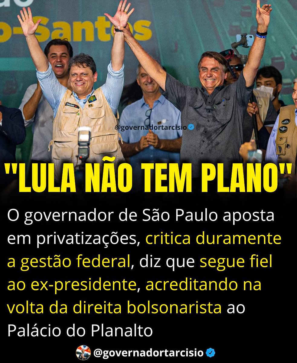 GovTarcisioF's tweet photo. Governador Tarcísio de Freitas aponta a sua visão sobre o governo petista, e expressa a sua lealdade à Jair Bolsonaro!!🇧🇷 https://t.co/YP5Eo3LPrk