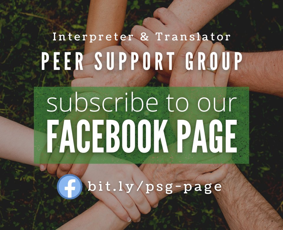 You may have heard about the Interpreter &amp; Translator Peer Support Group.  Thus far we've only had a private Facebook Group, but now we have a public Facebook page!  Be sure give us a like and a follow! facebook.com/1ntxl8support