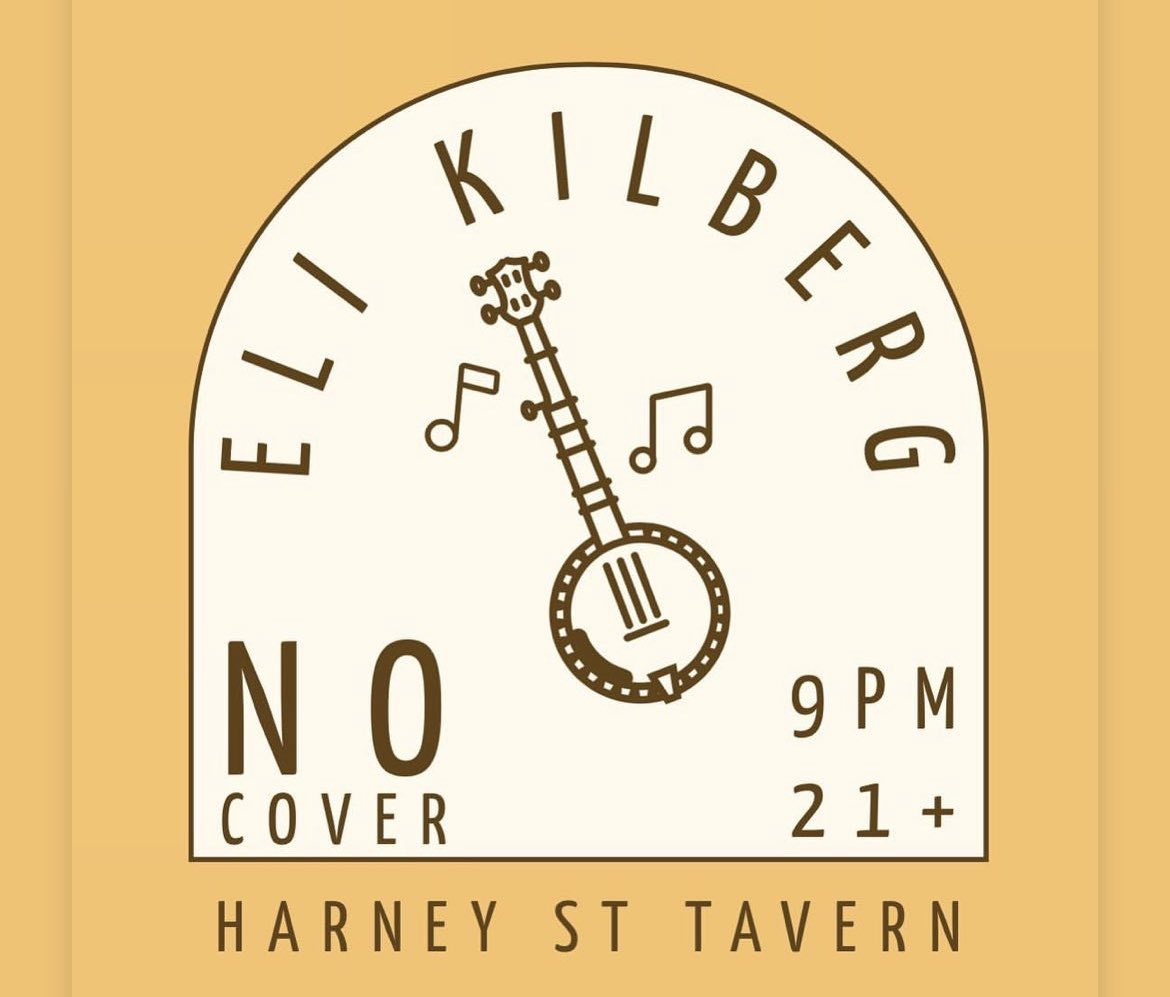 Folk/bluegrass/Americana artist Eli Kilberg Fri Apr 21st, 9p-12a, NO COVER