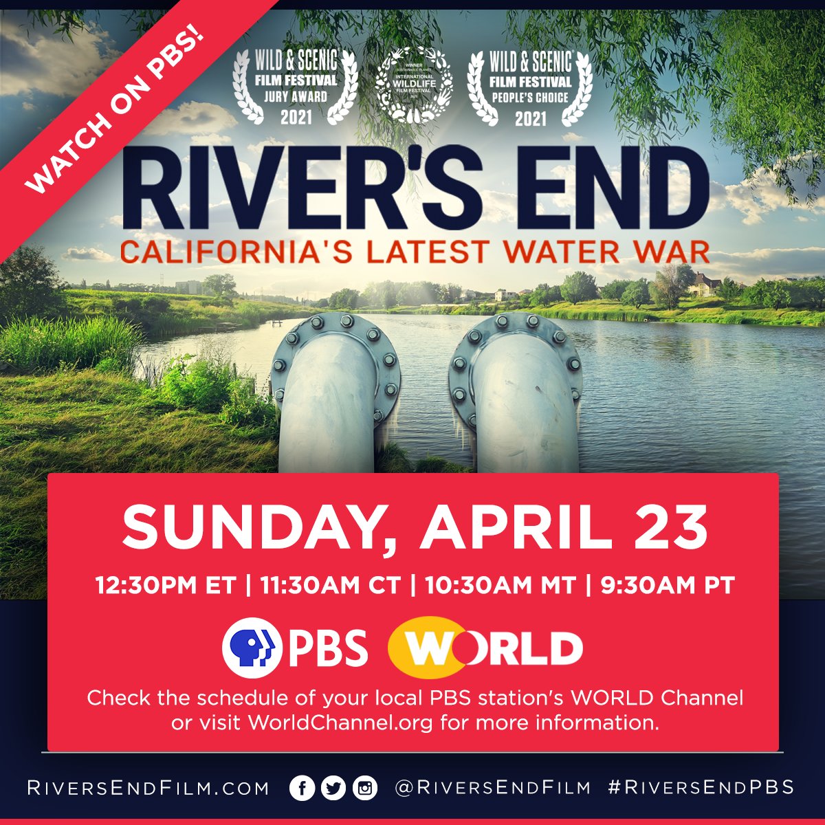 Riversendfilm's tweet image. It's a story that heralds an impending crisis — not just in #California, but around the world. Tag your friends and make plans to watch #RiversEndPBS this Sunday on @worldchannel: WorldChannel.org